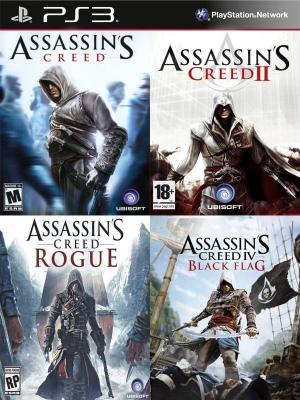4 juegos en 1 Assassins Creed Mas Assassins Creed 2 Mas Assassins Creed Rogue Mas Assassins Creed Black Flag PS3